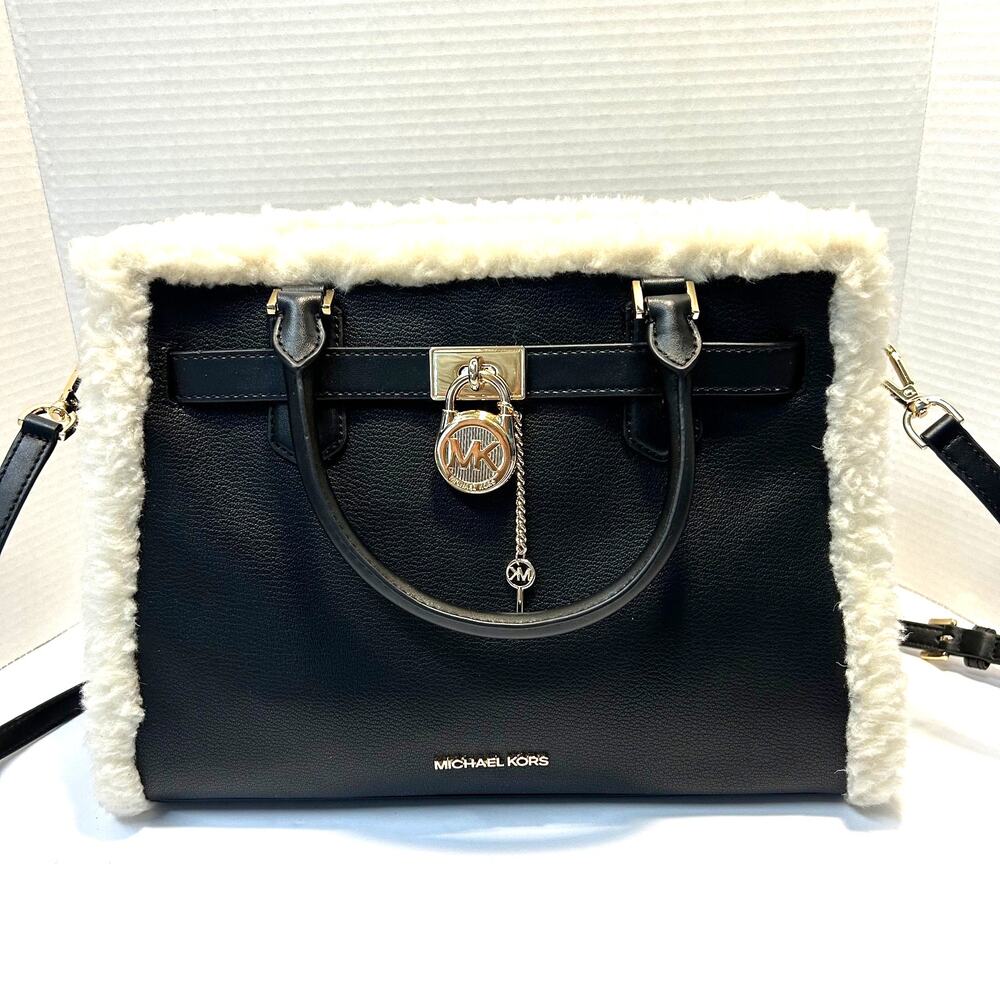 Michael Kors Hamilton Pebbled Leather‎ Sherpa Trimmed Crossbody/Satchel NWT